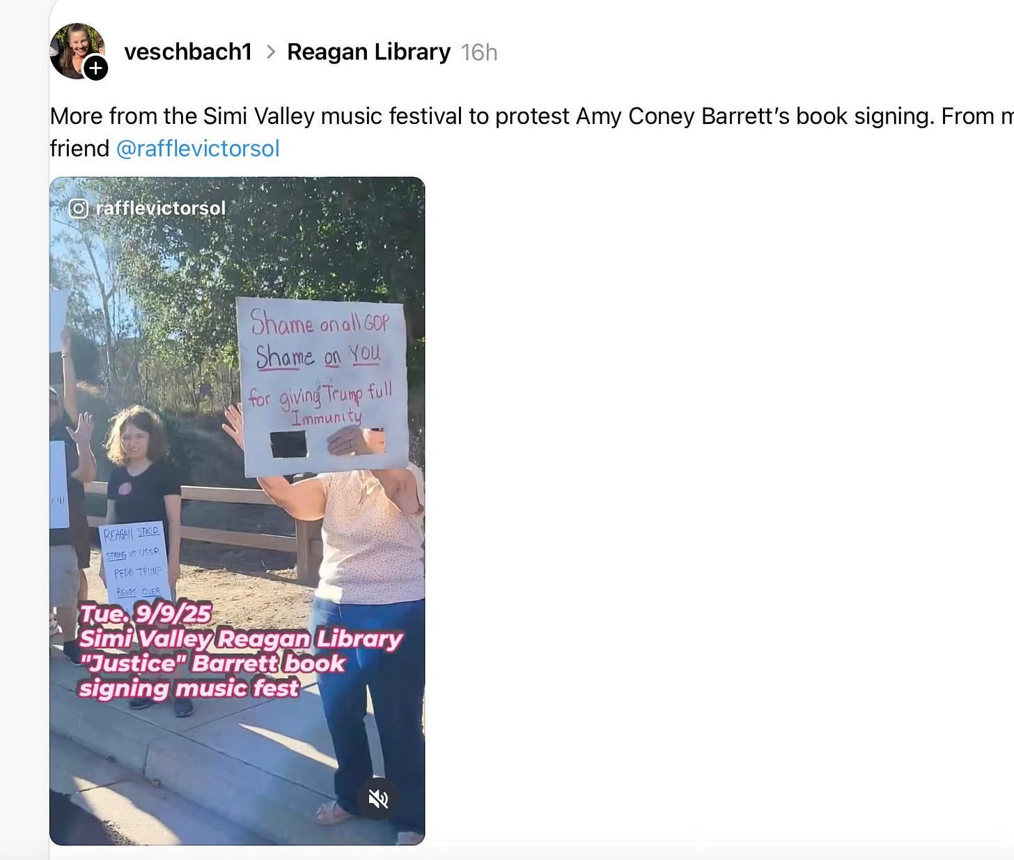 Screenshot showing video of Amy Coney Barrett protest Screenshot showing video of Amy Coney Barrett protest