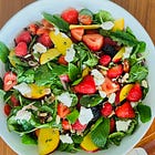 Spinach Salad with Smoked Bacon, Fresh Berries and Goat Cheese