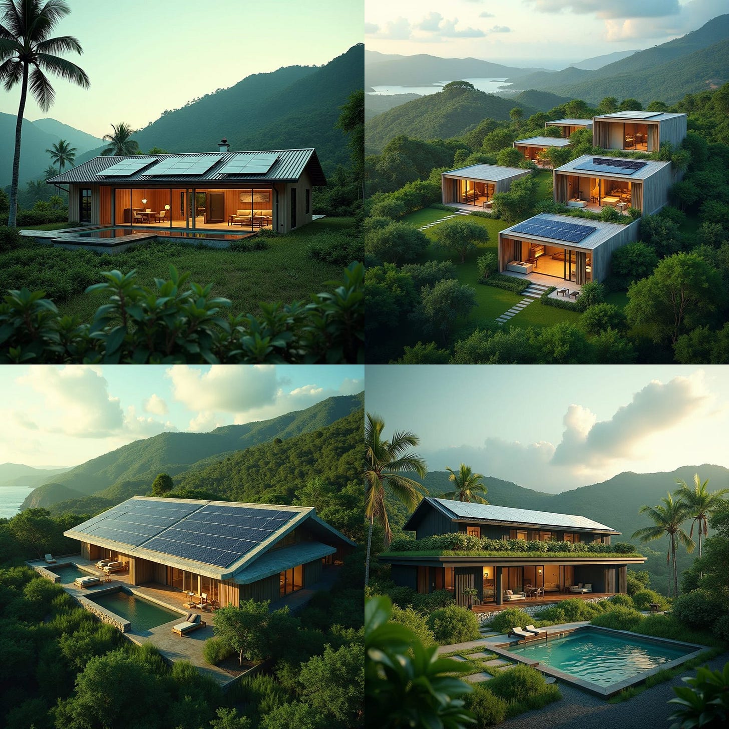 Eco-friendly luxury development in jamaica incorporating solar panels, green roofs, shipping containers and other environmentally friendly features