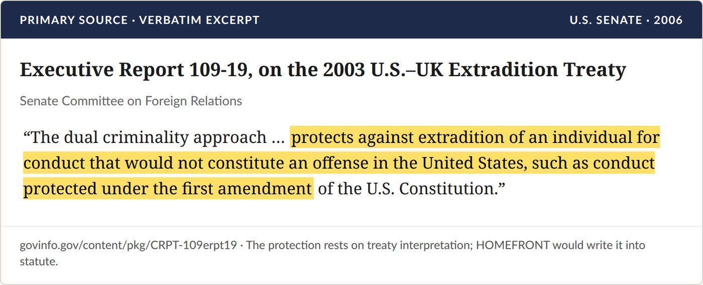 Senate Executive Report 109-19 on the 2003 treaty. Verbatim excerpt, highlights added. Senate Executive Report 109-19 on the 2003 treaty. Verbatim excerpt, highlights added.