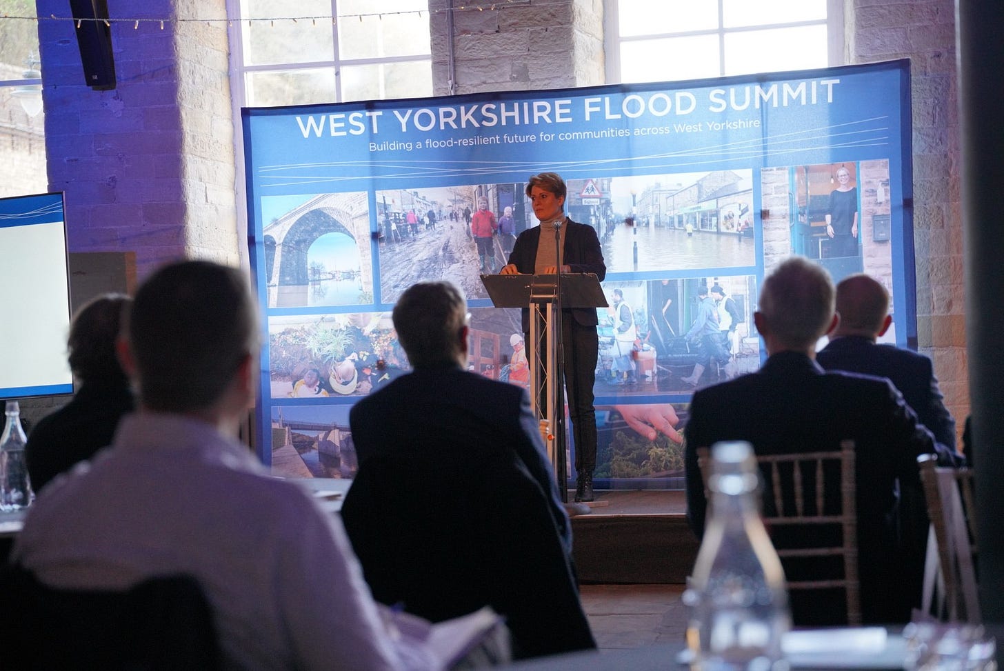 Minister for Water and Flooding Emma Hardy MP speaking at the West Yorkshire Flood Summit.