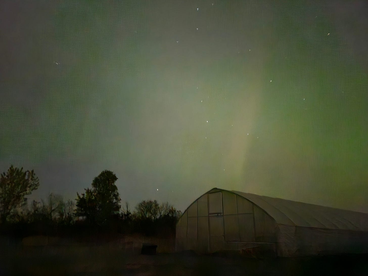 Northern Lights over Valhalla, the GFF high tunnel