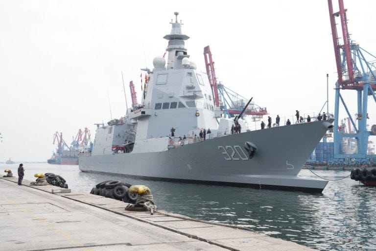 "KRI Brawijaya-320, Indonesia’s newest and largest frigate, arrives in Jakarta after a 44-day voyage from Italy." "KRI Brawijaya-320, Indonesia’s newest and largest frigate, arrives in Jakarta after a 44-day voyage from Italy."