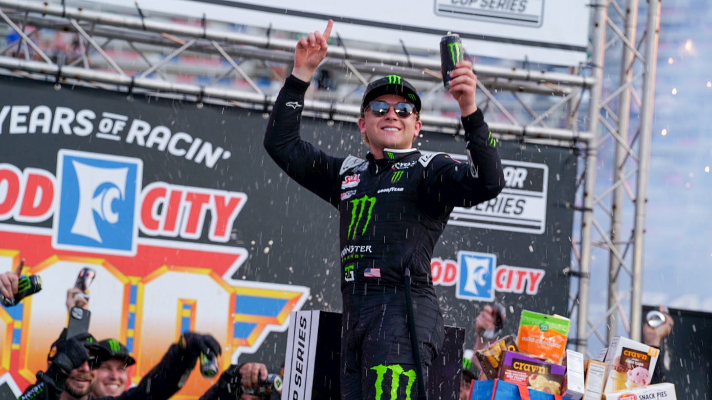 Ty Gibbs claimed his first career NASCAR Cup Series win in Sunday's Food City 500 at Bristol Motor Speedway. Ty Gibbs claimed his first career NASCAR Cup Series win in Sunday's Food City 500 at Bristol Motor Speedway.