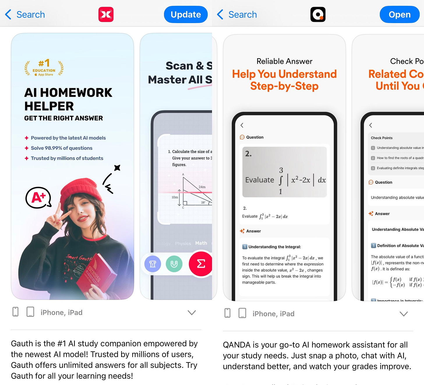 Screenshots of the App Store listings for Guath & QANDA