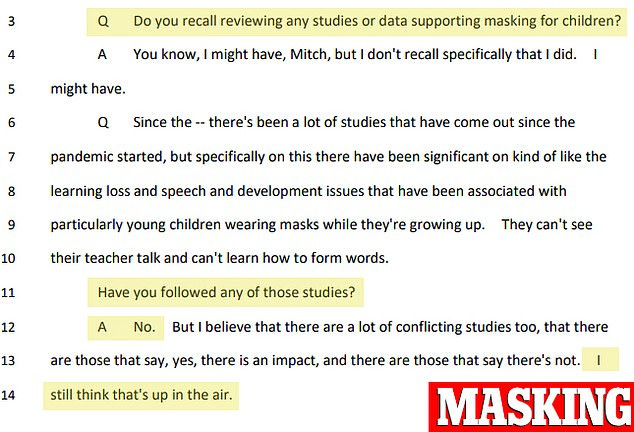 When pressed on the forced masking of kids in private testimony in January, Fauci could not recall if he read anything to support the fact it would prevent illness
