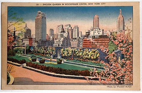 vintage Postcards of Gardens on The Rockefeller Center