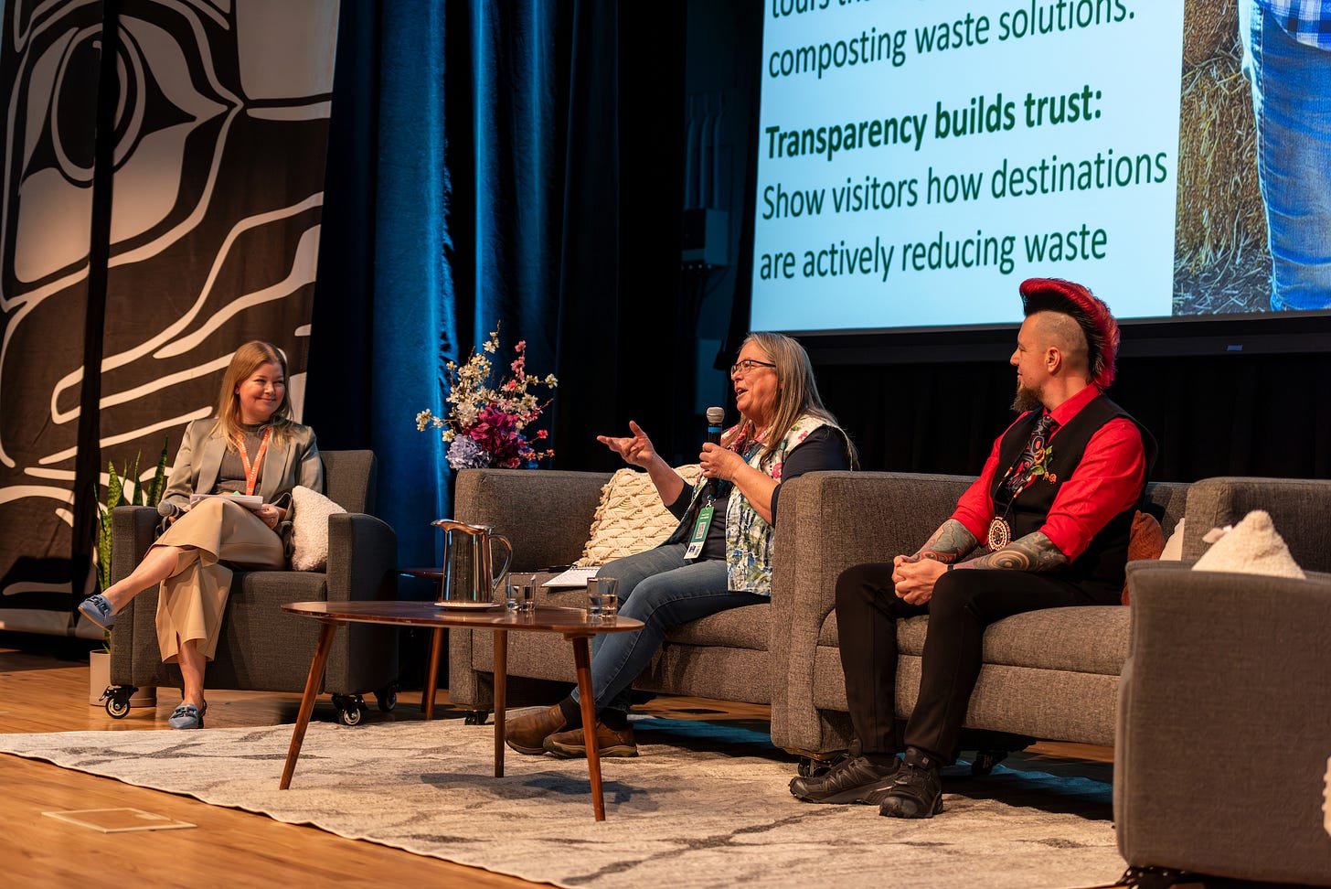 Panel discussing how transparency around waste reduction builds trust with visitors