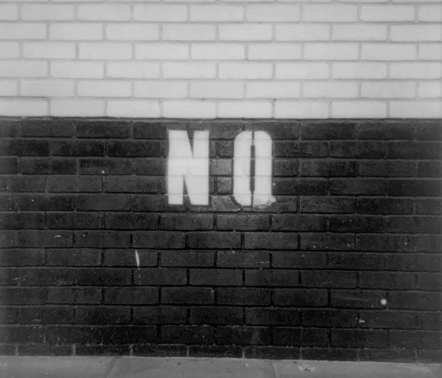 black and white brick wall