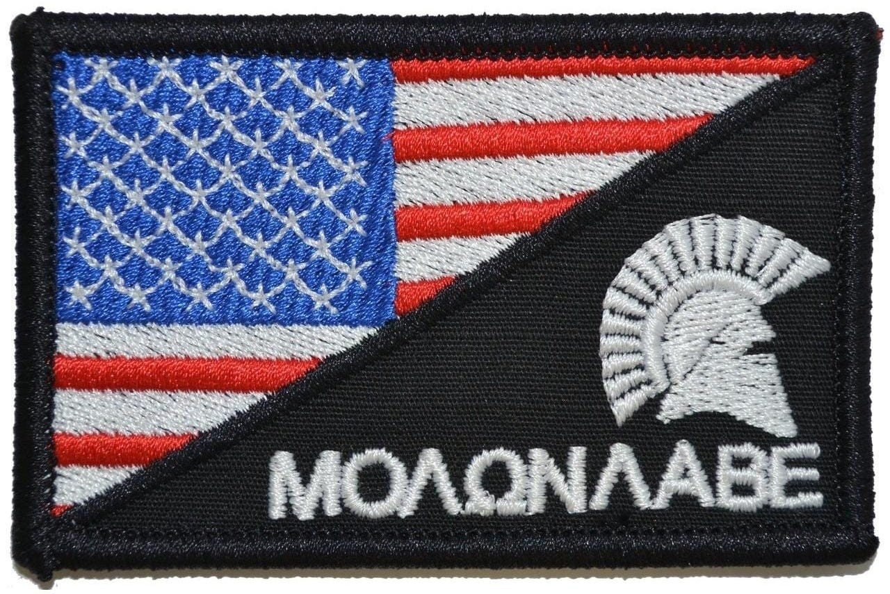 Molon Labe Spartan Helmet USA Flag - 2.25x3.5 Patch