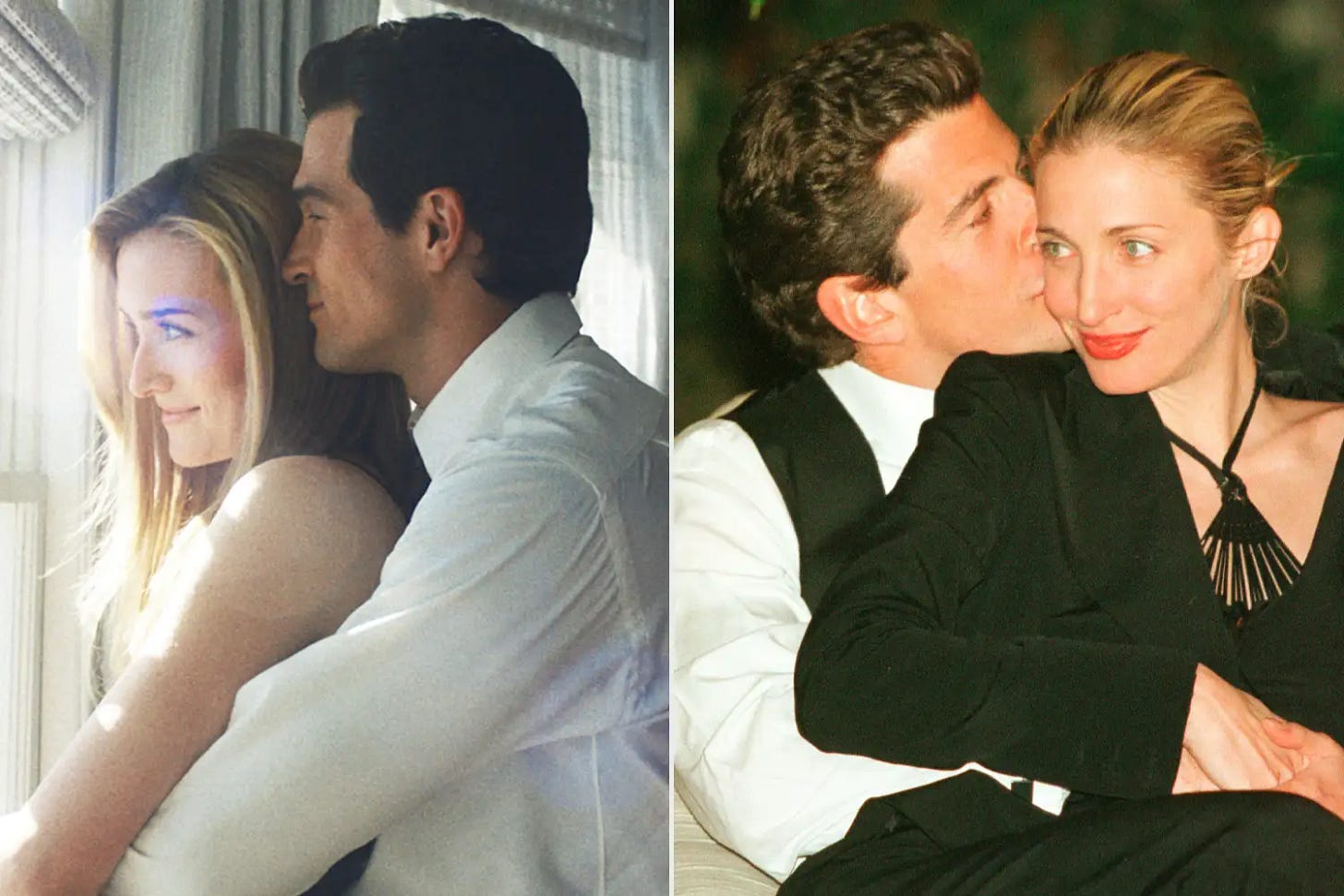 Love Story: John F. Kennedy Jr. & Carolyn Bessette -- Pictured: (l-r) Sarah Pidgeon as Carolyn Bessette Kennedy, Paul Kelly as John F. Kennedy Jr. 