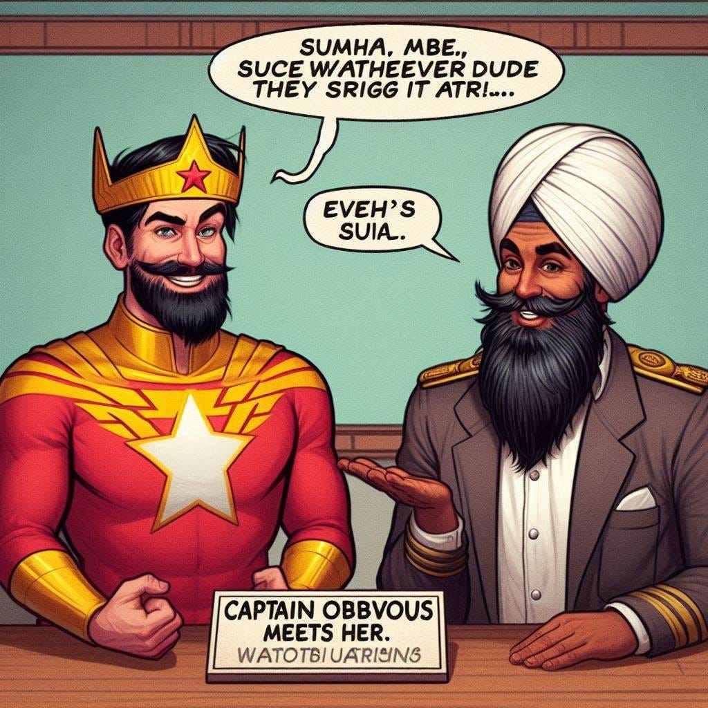 captain obvious meets whatever dude and they shrug it out