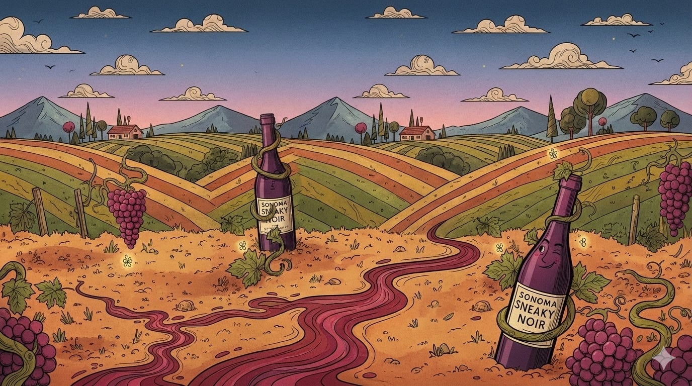 Sneaky Sonoma Pinots as re-imagined by me and Gemini