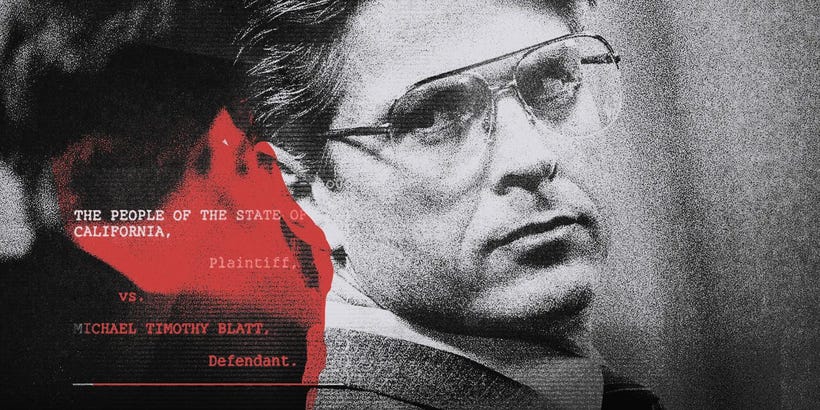 An old photo of a man in glasses looking over his shoulder. A legal paper is imprinted over the image along with a blood red stain An old photo of a man in glasses looking over his shoulder. A legal paper is imprinted over the image along with a blood red stain
