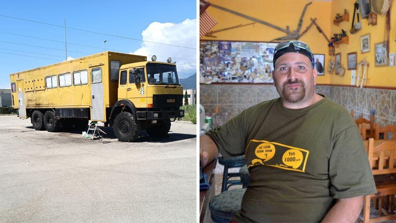 Il camion dove è stato trovato e il 47enne Il camion dove è stato trovato e il 47enne