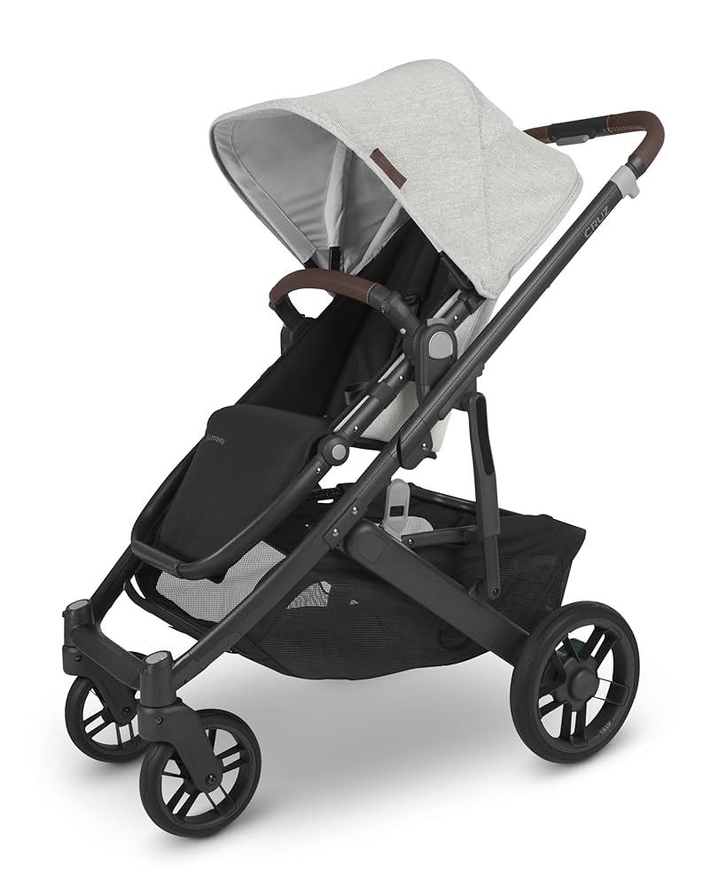 Amazon.com : UPPAbaby Cruz V2 Stroller/Full-Featured Stroller with Travel  System Capabilities/Toddler Seat, Bumper Bar, Bug Shield, Rain Shield  Included/Anthony (White+Grey Chenille/Carbon Frame/Chestnut Leather) : Baby