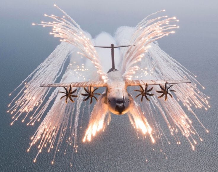 Airbus A400M Emitting Flares