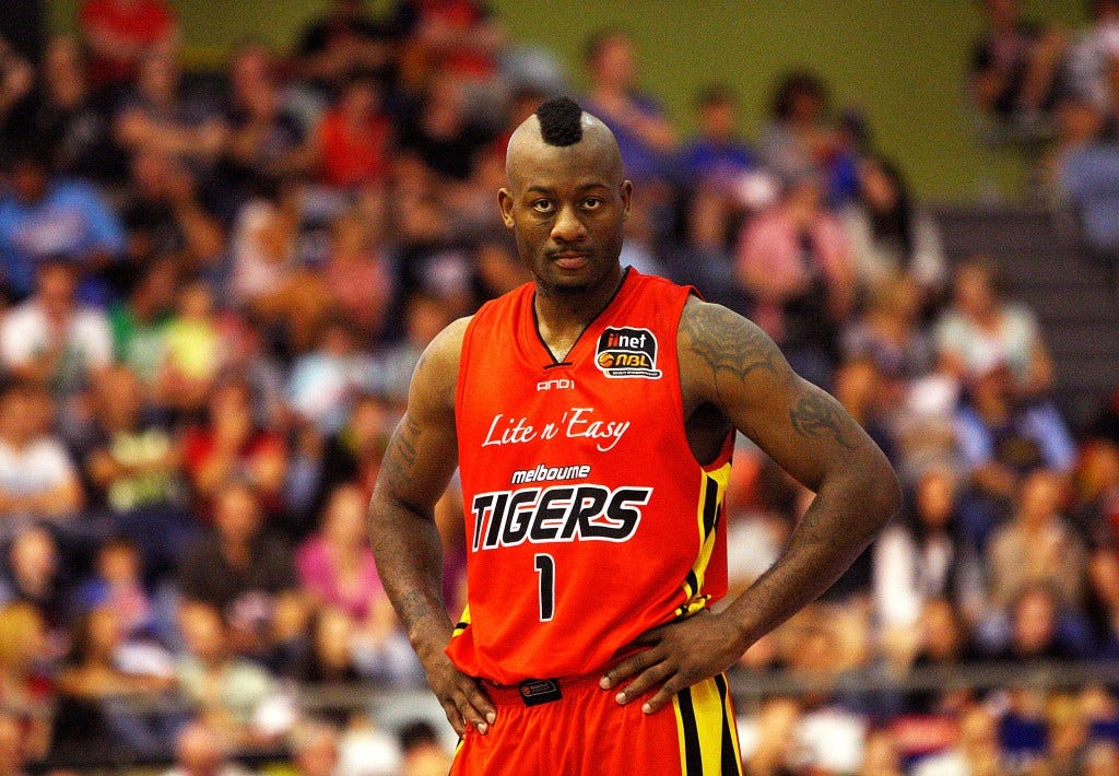 Corey Williams of the Melbourne Tigers in his basketball uniform during a match against the Sydney Kings Corey Williams of the Melbourne Tigers in his basketball uniform during a match against the Sydney Kings