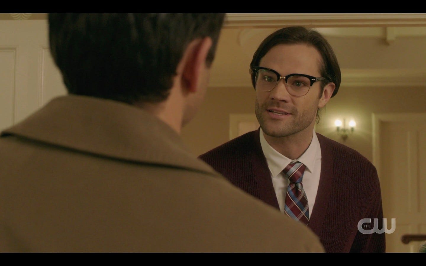 Justin Sam Winchester geeked out glassed with Castiel Peace of Mind SPN Justin Sam Winchester geeked out glassed with Castiel Peace of Mind SPN