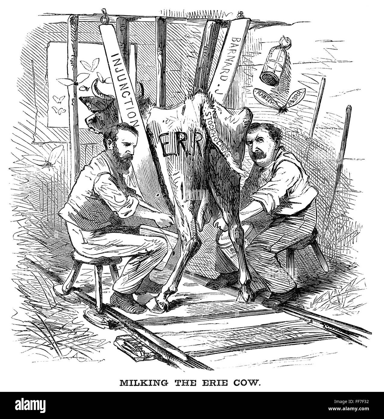 JAY GOULD (1836-1892)./nAmerican financier. Gould (left) and Jim Fisk milking the Erie Railraod: an American newspaper cartoon of 1869 Stock Photo - Alamy JAY GOULD (1836-1892)./nAmerican financier. Gould (left) and Jim Fisk milking the Erie Railraod: an American newspaper cartoon of 1869 Stock Photo - Alamy