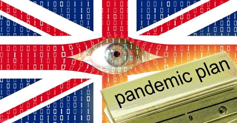 uk flag and words "pandemic plan"