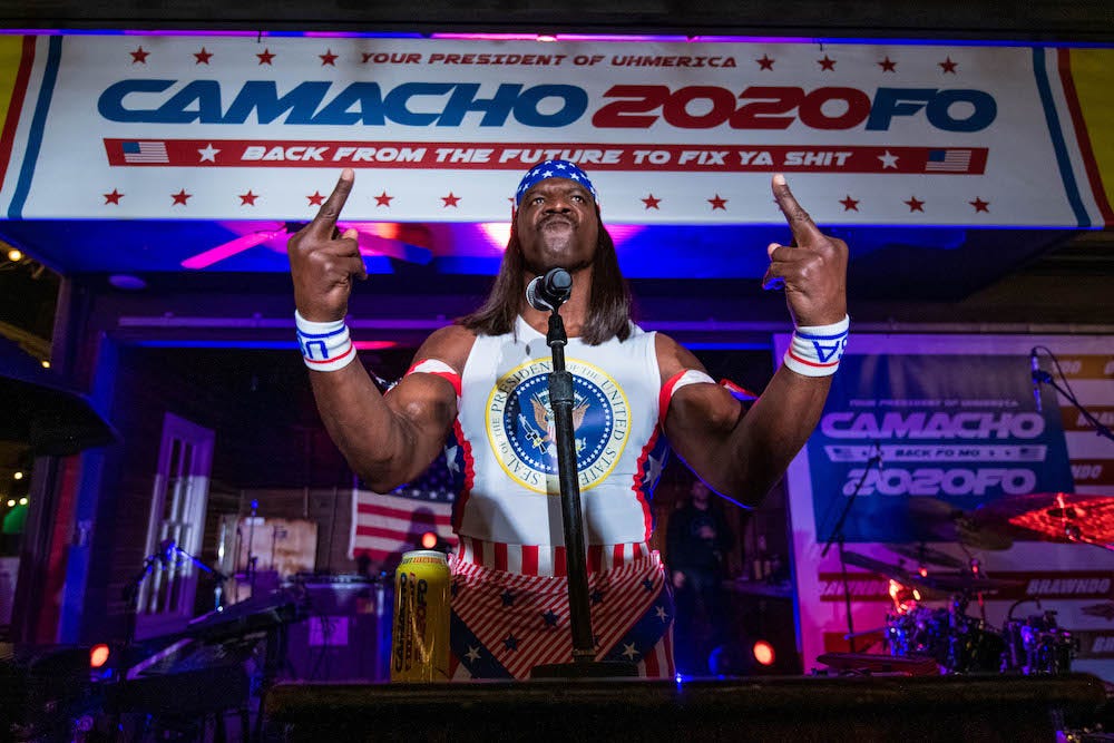 Terry Crews Launches Mock Idiocracy Presidential Campaign with a Thundercat Concert: Back from the future, President Camacho hosted a dystopian SXSW rally - SXSW - The Austin Chronicle Terry Crews Launches Mock Idiocracy Presidential Campaign with a Thundercat Concert: Back from the future, President Camacho hosted a dystopian SXSW rally - SXSW - The Austin Chronicle