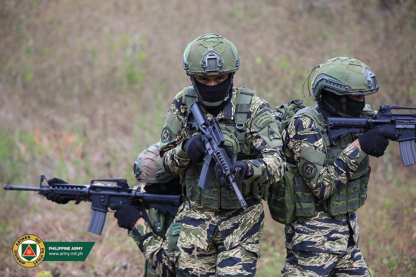 Philippine army troops during a training demonstration. 