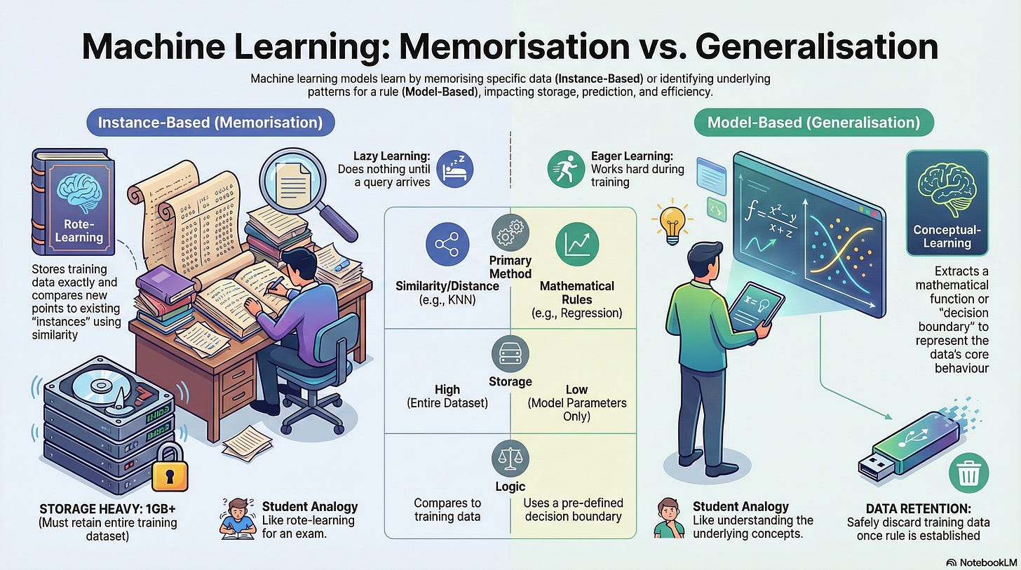 Single Instance Learning Model Instance-Based Learning vs Model-Based Learning (Machine Learning)