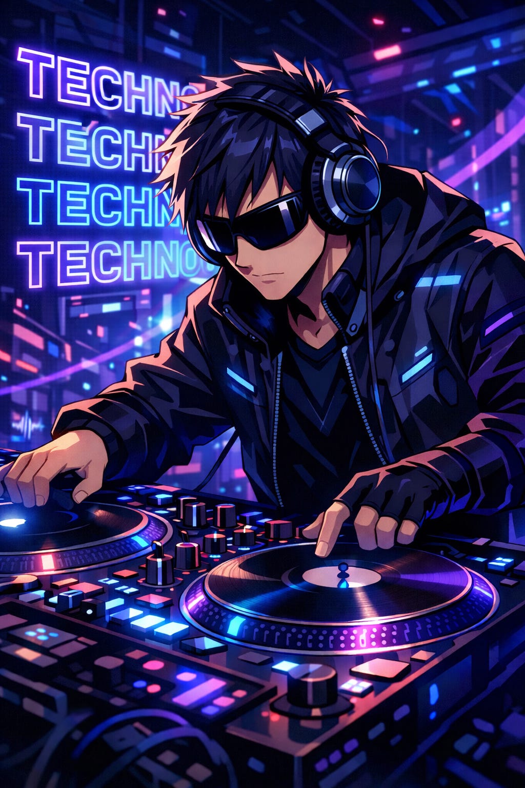 A cool picture of a cool DJ playing cool techno music. Cool! A cool picture of a cool DJ playing cool techno music. Cool!