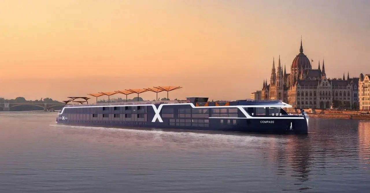 Celebrity Cruises river cruise ship sailing past the Hungarian Parliament.
