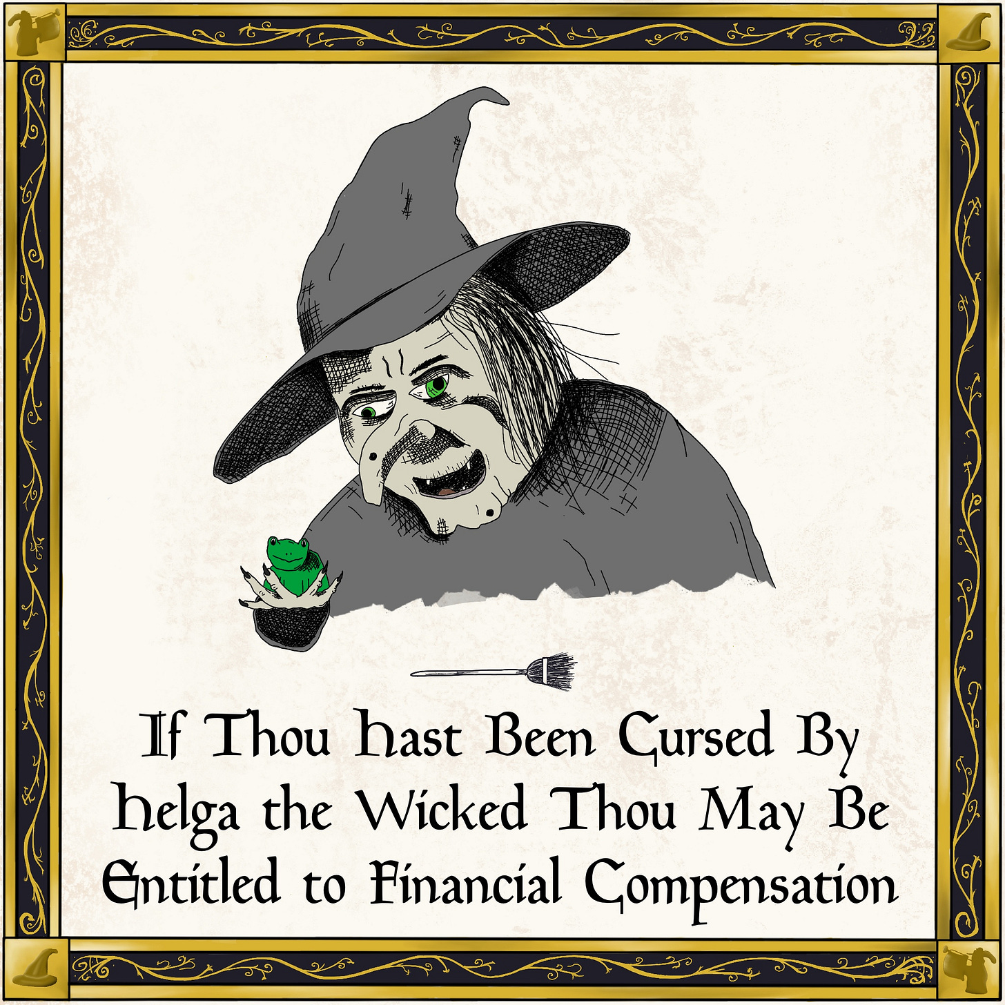 Helga the Wicked Witch holding a frog