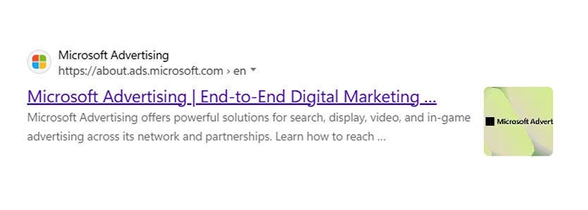 search snippet showing Microsoft Advertising