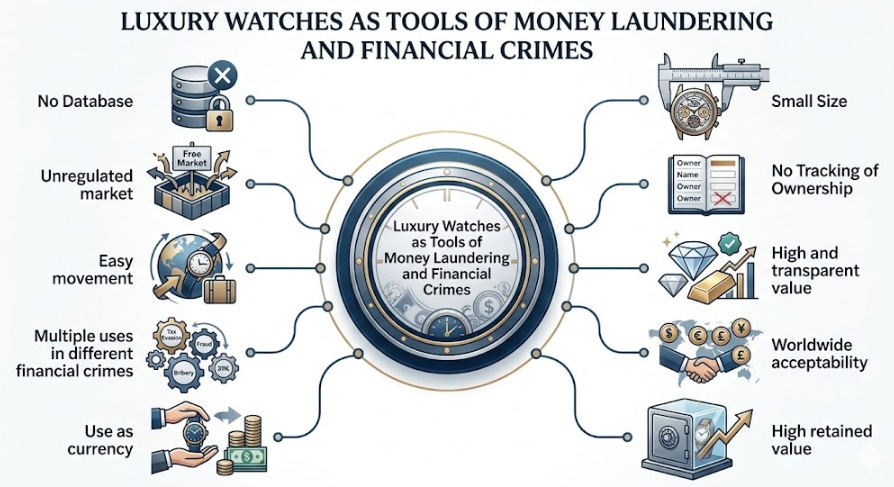 Image about luxury watches as tools of money laundering and crime