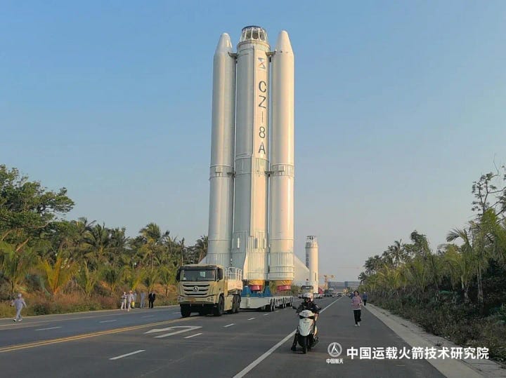 The Long March 8A Y8 vehicle being transported to Commercial Launch Pad 1 in March 2026.