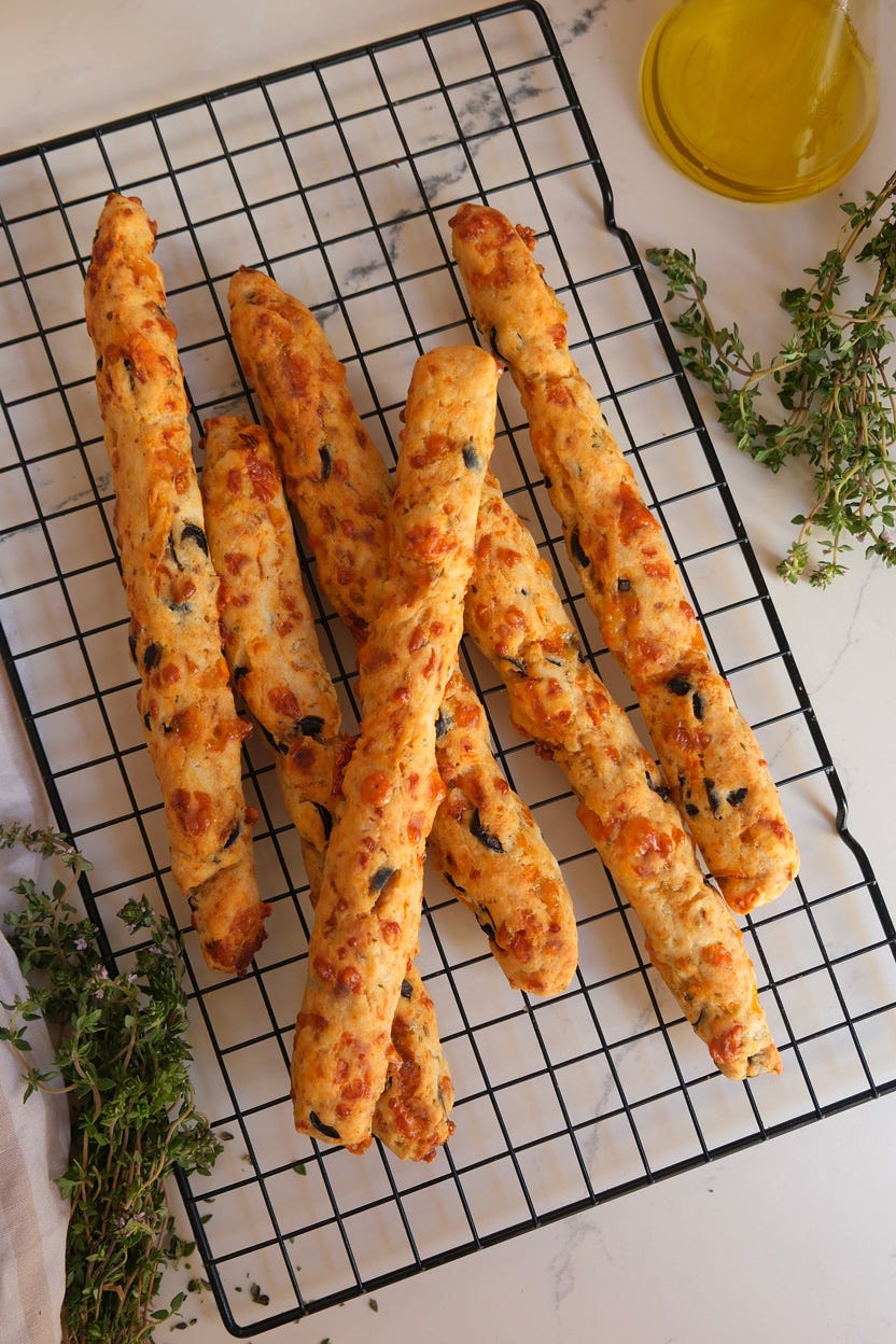 Gluten-Free Olive & Sun-Dried Tomato Breadsticks