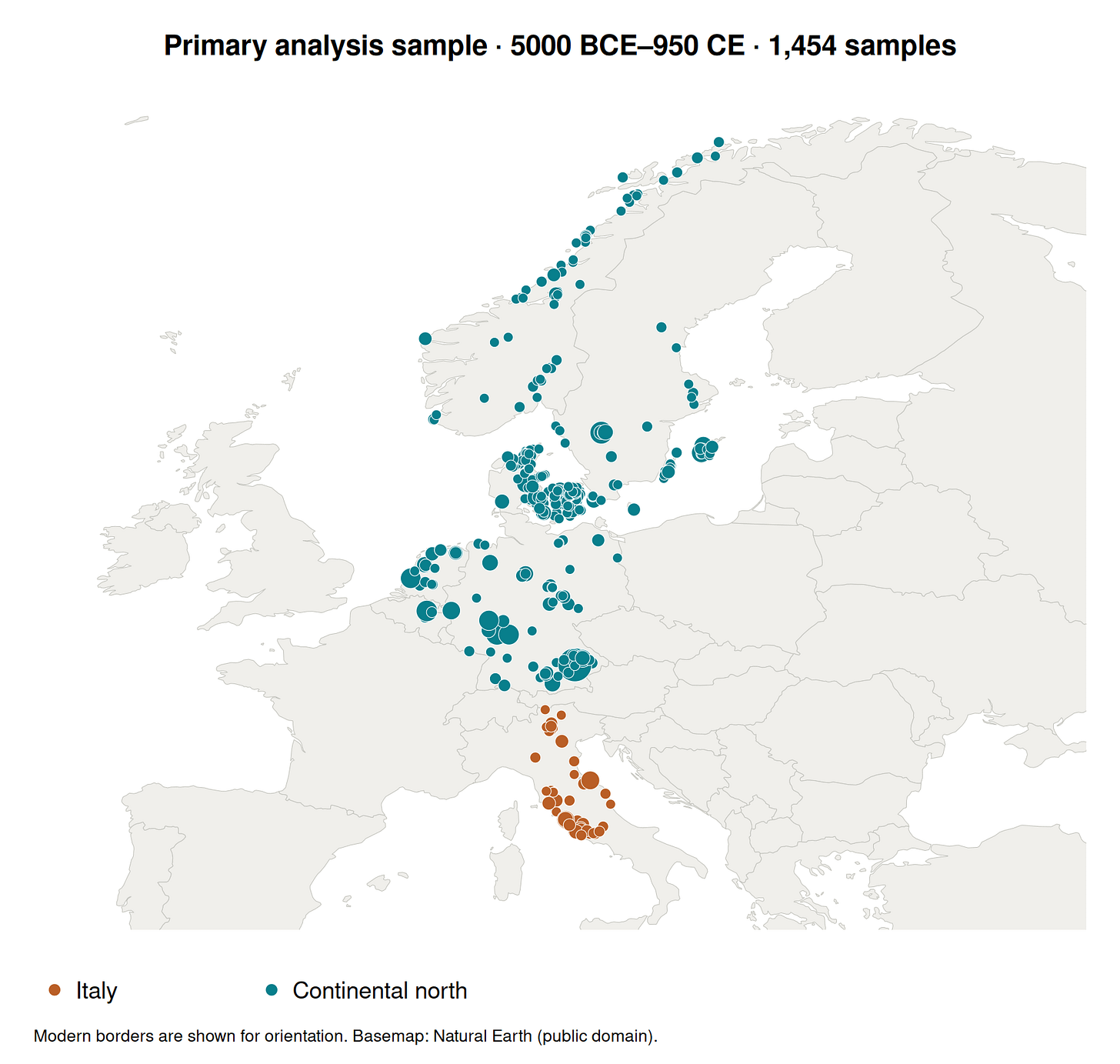 Geographical distribution of the primary sample