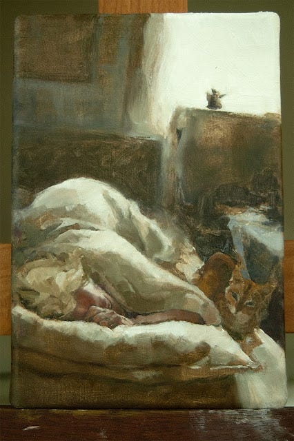 Figurative alla prima oil painting by Jacqueline Gomez