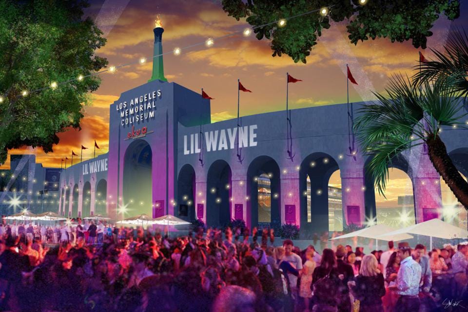 Rending of Lil' Wayne's crazy party at the L.A. Coliseum Rending of Lil' Wayne's crazy party at the L.A. Coliseum