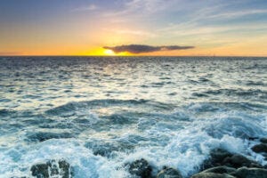 The coast of Atlantic ocean on sunset, Gran Canaria, Canary islands, Spain