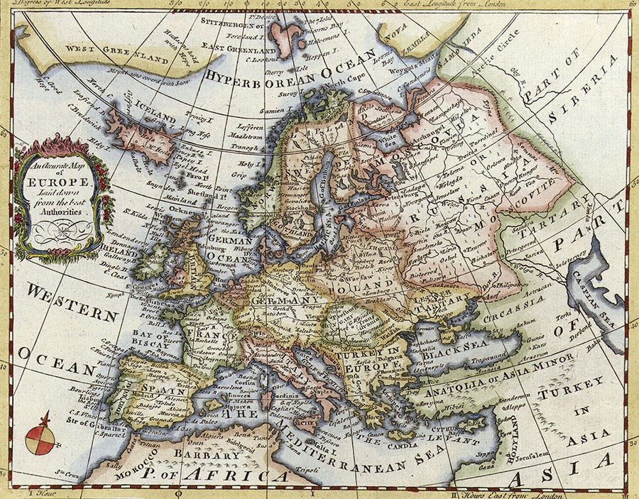 Vintage Europe Map Wallpaper | Historical Map Wallpaper | Wallpapered
