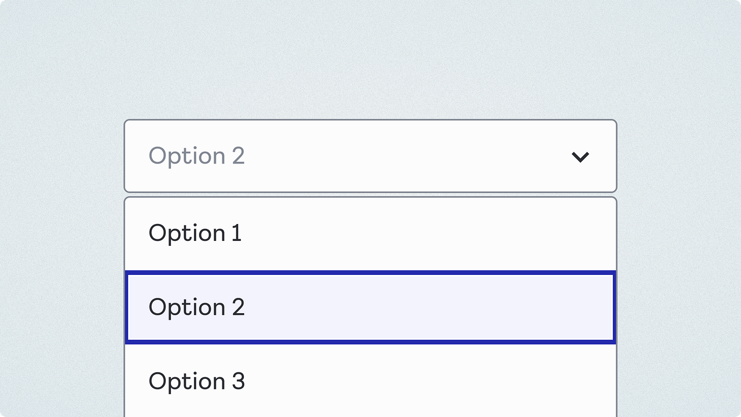 A select box showing 3 options, one of which is focussed