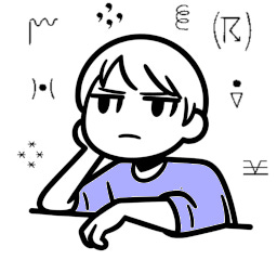 A cartoon image of a boy thinking about weather, with a series of weather map symbols floating in the air around him. 