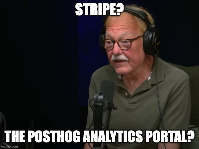 Terminal screenshot of Stripe CLI provisioning PostHog analytics service