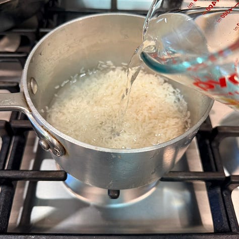 Measuring the water for rice