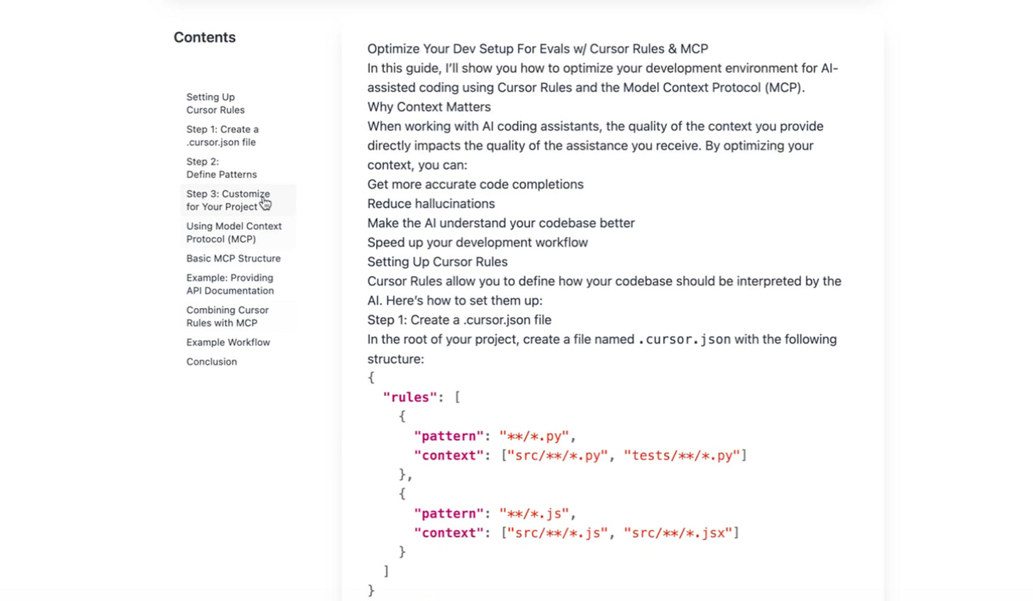 The agent's attempt at a Table of Contents