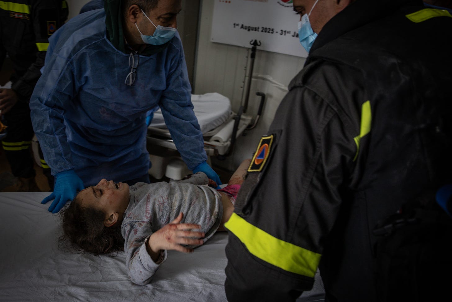 A child suffering serious injuries is brought to the hospital after an Israeli airstrike on a building in Nabatieh, Lebanon, on April 8, 2026. Photo by Chris McGrath/Getty Images