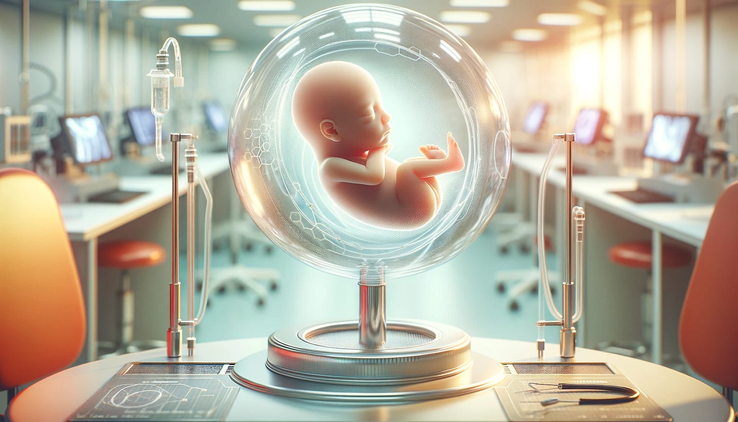 A baby inside a glass ball

Description automatically generated