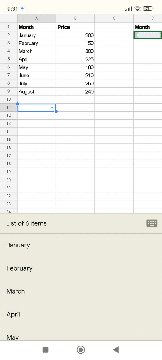 Newly added dropdown list depicted with the grey tab (triangle icon).