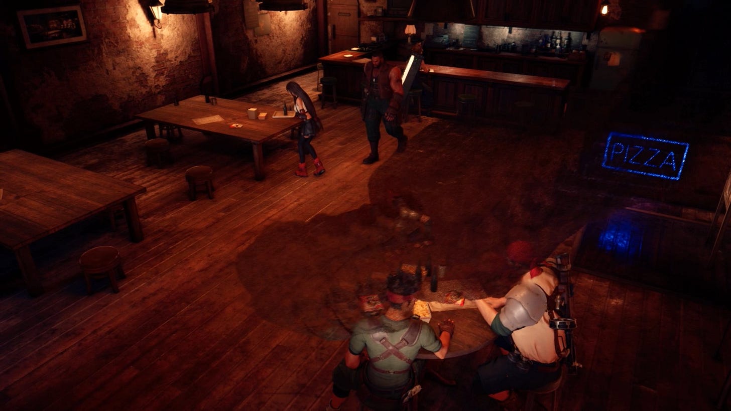 A single Whisper is flying past above Biggs, Wedge, and Jessie’s heads.