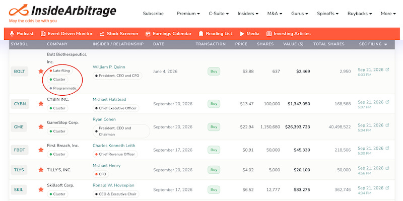 Insider Buying September 28 2026
